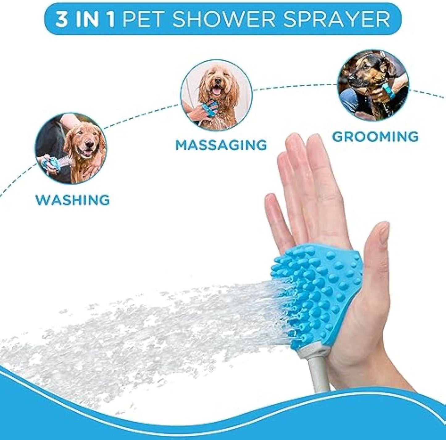 Pet Bathing Tool - The Ultimate Shower Companion For Your Pet - Compatible With Indoor Shower Or Outdoor Garden Hose - Includes Garden Hose And Shower Adapters